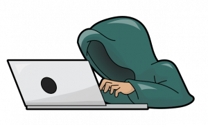 person hacking from laptop